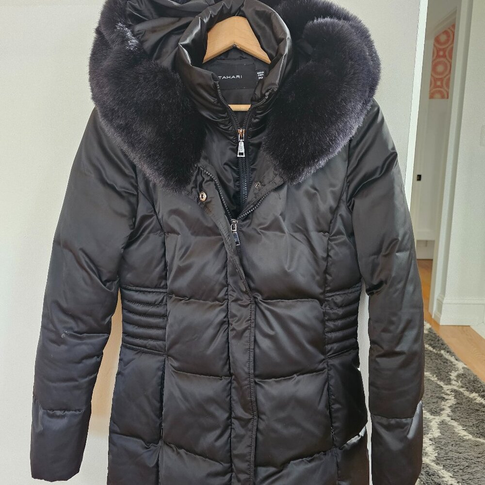 Tahari black winter puffer coat